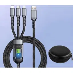 POZUB 100W Data Transfer Cable 3in1 USB Fast Charging Transparent Luminous Cable+Pouch Charging Pad-picture-17
