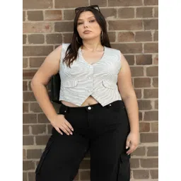 pp productions Striped Women Waistcoat-picture-29