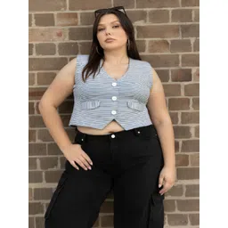 pp productions Striped Women Waistcoat-picture-25