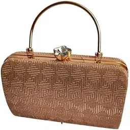 PPI Online Ladies Bridal Purse Gold with Metal Handle and Sling Chain - Elegant Wedding and Party Use Purse-picture-10