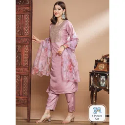 PPTOSS Floral Embroidered Thread Work Kurta With Trousers & Dupatta-picture-30
