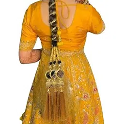 PRAAJKA Traditional Punjabi Paranda for Women & Girls Handmade Hair Parandi Choti Bridal Wedding Braid Extension Ethnic Hair Accessory for Parties & Festivals-picture-15