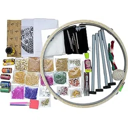 Prabhas Designs Aari Work Beginners Kit with 44 Items - Heavy 18 Inch Aari Stand with Wrapped Frame and 44 Items to Learn Basic and Advance Level Aari Embroidery-picture-26