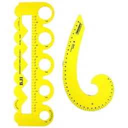 prabhas designs Yellow Color 5 in 1 Scallop scale with Yellow French curve for Fashion Designing Ruler-picture-13