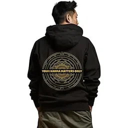 prabhu bhakti Prabhubhakti Solid Black Karma Matters Printed Pullover Full Sleeve Hoodies Full for Men-picture-48