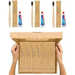 PRAKARTI Wooden Toothbrushes with Toothpaste (10g) | Disposable Travel Kit | Dental Kit In Bulk | Individually Wrapped | Hotels | Vacation Rentals | Homeless, Nursing (25 Kits)-picture-24