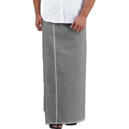 Prakasam Cotton KFC Plain Premium Quality Single (1.28x2.00mtrs) Ash Solid Men Dhoti-picture-11