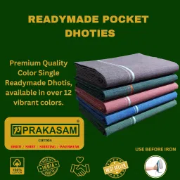 prakasam cotton Mens Premium KFC Plain Welcro pocket Dhoti (KFC-PLN-PURPLE) image 5