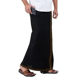 prakasam cotton Mens Black Colour Fancy Border Welcro pocket Dhoti (HIMFAN-BLACK)-picture-15