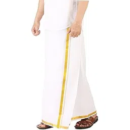 prakasam cotton men's Combed Cotton Finer quality Double Dhoti (8 Mulam) -3.80Mtrs/ Double dhoti with gold Jari border dhoti/Zari cotton 8 mulam dhoti-picture-51