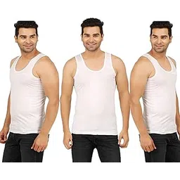 prakasam cotton Men's Combed Cotton Round Neck Sleeveless White Vest with Extended Length for Easy Tuck (Gold)-picture-35