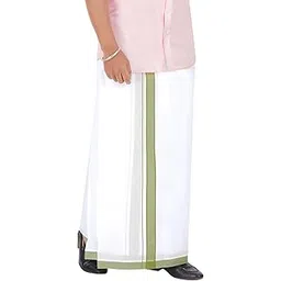 prakasam cotton Men's Double White dhoti With Dobby Design Border (1.30 X 4.00 Meter)-picture-17