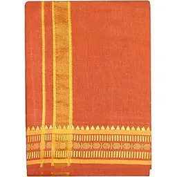 prakasam cotton Men's Single colour Dark Kavi dhoti/mundu with border - Temple wear (NiceMan, 2.00 Meter)-picture-10