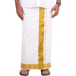 prakasam cotton MENS SINGLE GOLD JARI (1.30 X 2.00 Meter) 2 INCH BARDER DHOTI-picture-11