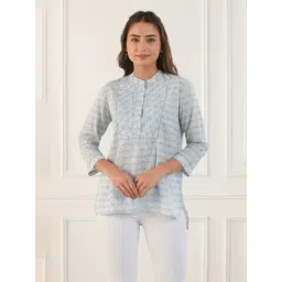 Prakriti Jaipur Blue Embroidered Shirt-picture-16