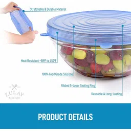 pramukh Silicone Stretch Lids and Covers Set, Best for Kitchen Utensils, Food Containers, Glass Bowls, Plates, Plastic Mugs, Cups. Microwave Safe & Reusable 8 inch Lid Set-picture-29