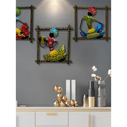 PRANJALS HOUSE 3 Pieces Black & Blue Metal Rajasthani Musicians Wall Decor-picture-37