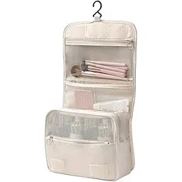 prant Toiletry Bag Travel Nylon Beige 15 cm | Foldable Cosmetic Makeup Pouch Organizer | Multipurpose Kit for Brush Shaving Medicine | Waterproof Travel Utility Bag for Men Women-picture-20