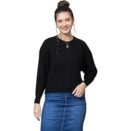 prashar Women Round Neck Line Cable Design Full Sleeve Winter Wear Pure Wool Pullover Sweater-picture-39