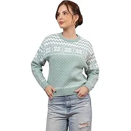 prashar Women’s Wool Winter Sweater | Crew Neck Long Sleeve Knit Pullover with Snowflake & Geometric Pattern | Stylish Regular Fit for Casual, Office & Outdoor Wear-picture-21