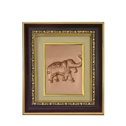 Pray Everyday Brown & Copper Toned Decorated Elephant Self Design Wall Photo Frame-picture-35