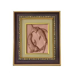 Pray Everyday Brown & Copper Toned Two Fishes in Water Self Design Wall Photo Frame-picture-37