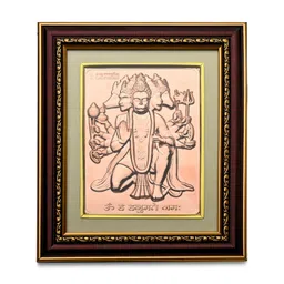 Pray Everyday Brown & Gold-Plated Panchmukhi Hanuman Ji Photo Frame-picture-27