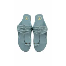 PREET KAUR Women Blue Pastel Flat Kolhapuris image 4