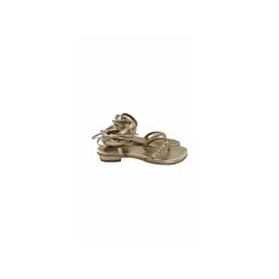 PREET KAUR Women Gold Tie Up Gladiator Flats-picture-12
