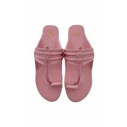 PREET KAUR Women Pink Pastel Flat Kolhapuri image 3