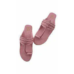 PREET KAUR Women Pink Pastel Flat Kolhapuri image 4