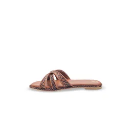 Preet Kaur Women Tan Textured Open Toe Flats-picture-18