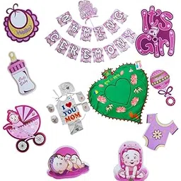 PREETENCY Speacialy Design for Girls Props Pink Color,New Born Baby Girl Cotton Clothes For Naming ceremony decoration combo sets of 25 Pieces,Size-0-3 Months-image-7