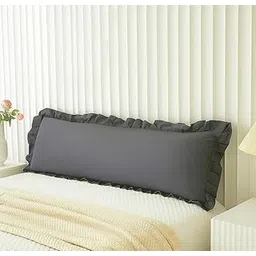 Pregnancy Pillow Cover with Ruffles Style – 100% Pure Cotton 400 TC, Ultra Soft & Breathable Body Pillowcase, Envelope Closure, Machine Washable, Long Size 20x54 Inches Full Body Support Dark Grey-picture-11