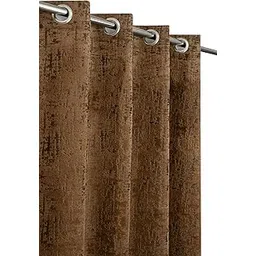 Premium Burnout Velvet Curtains for Window- 5 Feet (Pack of 2) Brown-picture-23