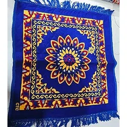 Premium Mandala Puja Aasan Mat for Home Temple | Soft Cotton Pooja Mat with Fringes | Traditional Printed Aasan for Ganesh Puja, Meditation & Festivals (Blue, 18×18 Inch)-image-41