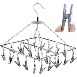 Premium Stainless Steel Hanging Clips for Drying Clothes, Heavy Quality Rust Free Pegs, for Hanging Clothes, Baby Cloth Hanger (Square Baby Cloth Hanger)-picture-11