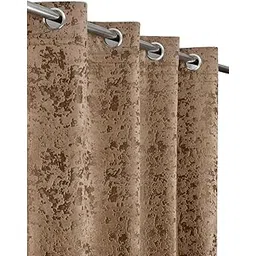 Premium Velvet Burnout Pattern 70% Blackout Opaque Curtains - Thermal Insulated, Heavy Blackout Opaques, Room Darkening Curtain for Door 7 Feet Pack of 2 Brown Burnout-picture-24