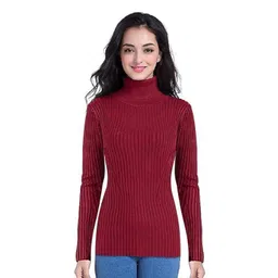 Presta Women Striped High Neck Wool Pullover Sweatshirt-picture-12