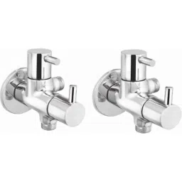 Prestige Dove Brass Chrome Finish 2 Way Angle Cock with Wall Flange (Pack of 2)-picture-19