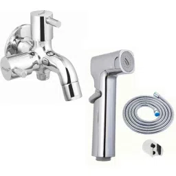 Prestige Dove Brass Chrome Finish 2 Way Bib Cock with Jazz Health Faucet-picture-39