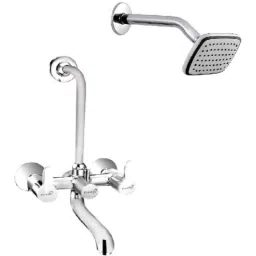 Prestige Eva 2 Pcs Brass Chrome Finish Wall Mixer &a; Dolphin Shower Head Set-picture-21