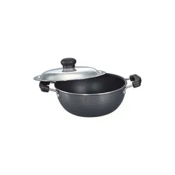 Prestige Omega Black Select Plus Flat Base 250 mm Kadai with SS Lid - Set of 1-picture-40