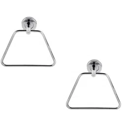 prestige Premium Quality Stainless Steel trapzee Shape Towel Ring Holder set of 2 Silver Towel Holder (Stainless Steel) SILVER Towel Holder-picture-22