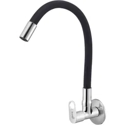 Prestige Prime Brass Chrome Finish Black Flexible Sink Cock with Wall Flange-picture-40