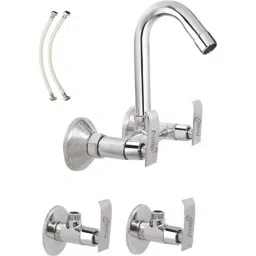 Prestige Qubix 3 Pcs Brass Chrome Finish Sink Mixer, Connection Pipe &a; Angle Cock Set-picture-12