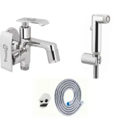 Prestige Qubix Brass Chrome Finish 2 Way Bib Cock with Push Button Health Faucet-picture-46