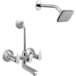 Prestige Slim 2 Pcs Brass Chrome Finish Wall Mixer &a; Dolphin Shower Head Set-picture-33