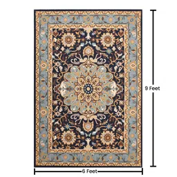presto Blue Traditional Wool 6 ft x 9 ft Hand Tufted Carpet image 3