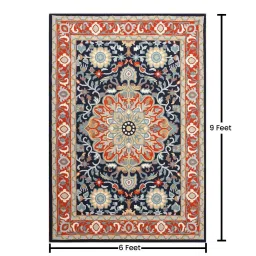 presto Orange Traditional Wool 6 ft x 9 ft Hand Tufted Carpet image 3